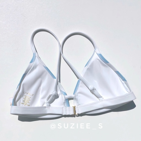 Lively Blue Striped Bralette Bikini Top NWT M - Picture 3 of 9